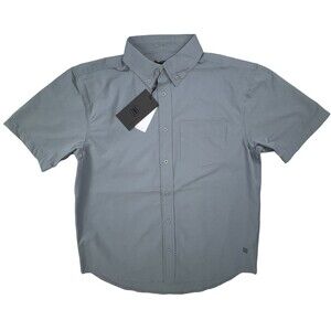 Alton Gray Mens Small Portly P/S Shirt Short Sleeve Button Down Textured New
